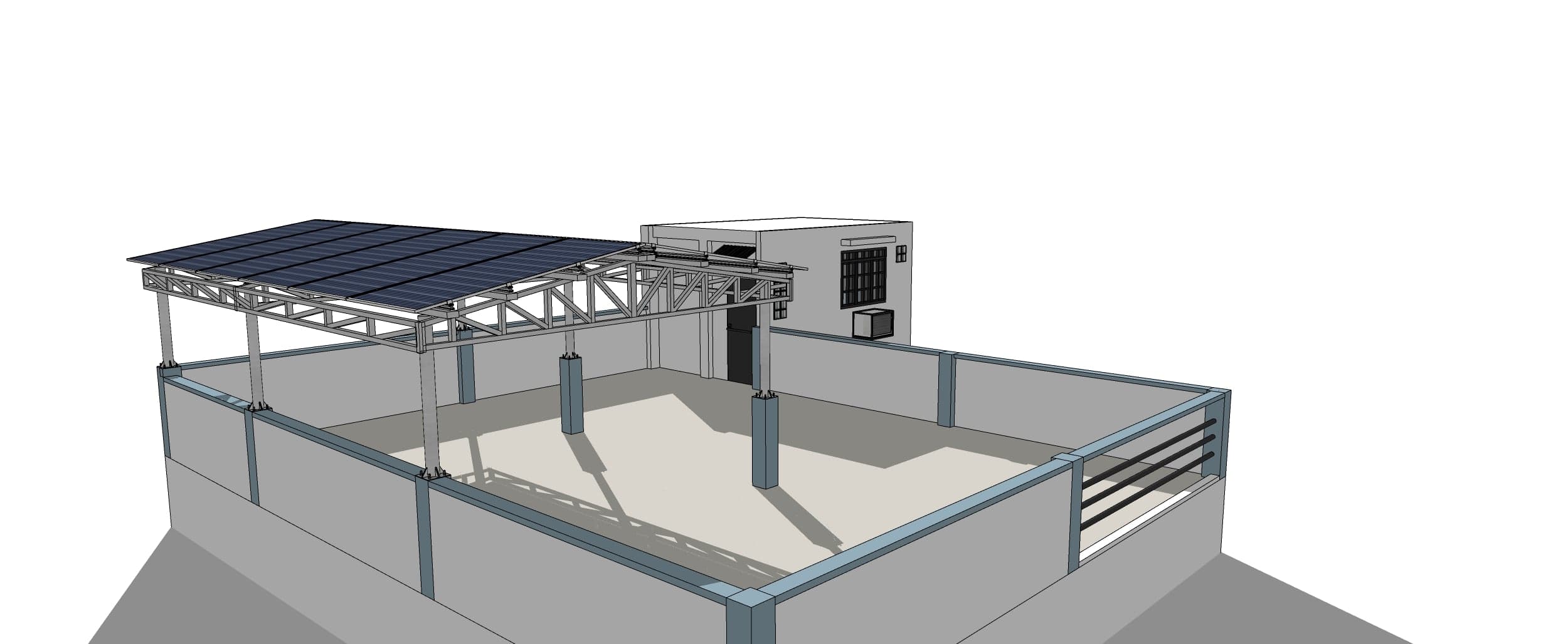 Solar canopy installation design render